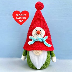 Snowman Gnome Crochet Pattern, Christmas funny gnome pdf, Funny holiday gnome