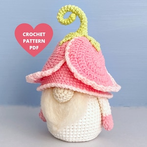 Tulip Gnome Crochet Pattern, Spring Flower PDF tutorial, Garden gnome, Easter gnome