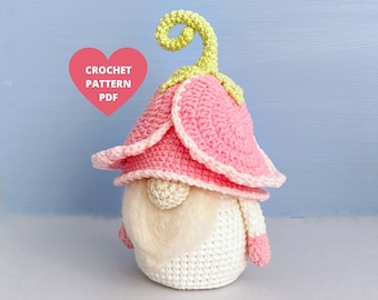 Tulip Gnome Crochet Pattern, Spring Flower PDF tutorial, Garden gnome, Easter gnome