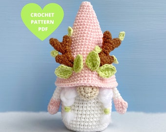 Crochet Spring Deer gnome Pattern, Garden décor pdf