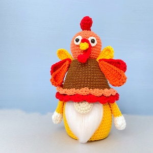 Turkey Gnome Crochet Pattern, Thanksgiving day gnome, Holiday gnome pattern PDF image 6