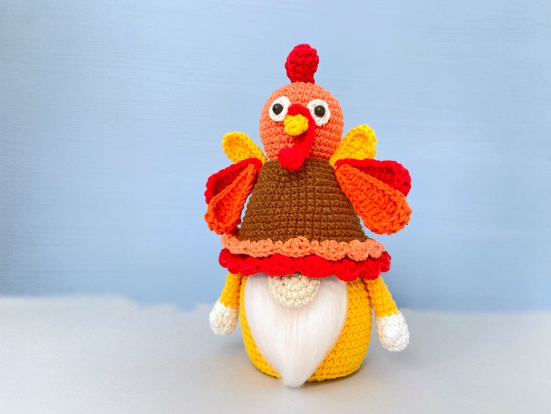 Turkey Gnome Crochet Pattern, Thanksgiving day gnome, Holiday gnome pattern PDF image 6