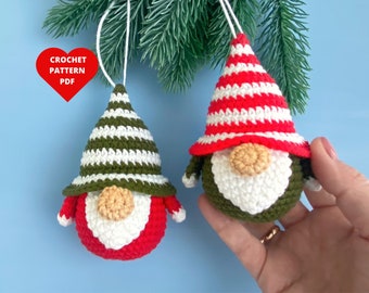 Christmas Gnomes Crochet Pattern, Christmas Santa pdf, Christmas Tree ornaments, Christmas garland