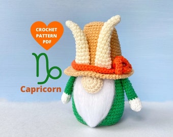 Capricorn Zodiac Gnome Crochet Pattern, PDF pattern Zodiac sign, Birthday diy gifts box