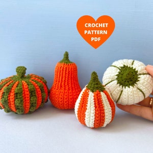 Pumpkin Crochet Pattern, Pumpkin decor set, Fall pumpkin ornaments, Thanksgiving amigurumi