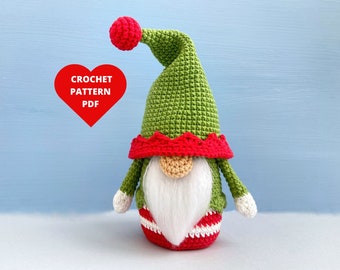 Christmas Elf Gnome Crochet Pattern, Holiday gnome pdf, Santa’s helper pattern, Christmas ornament