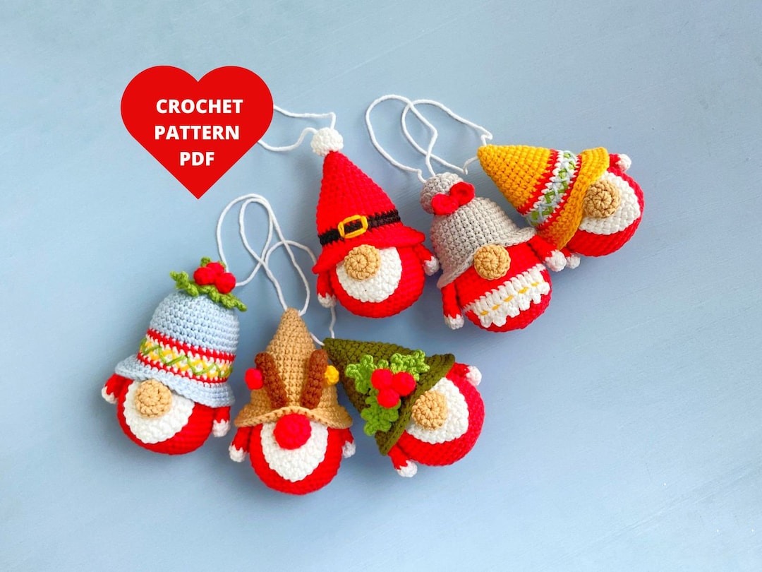 Christmas Gnomes Crochet Pattern, Christmas Santa Bell Deer Shamrock ...