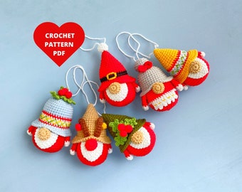 Christmas Gnomes Crochet Pattern, Christmas Santa Bell Deer Shamrock pdf, Christmas Tree ornaments, Christmas garland