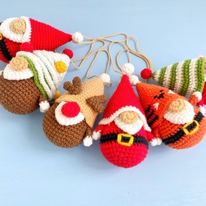Christmas Ornaments tiny gnomes pattern, Christmas crochet garland, Holiday tiny gnomes ornaments, Tree gnome, Deer gnome, Santa gnome image 7