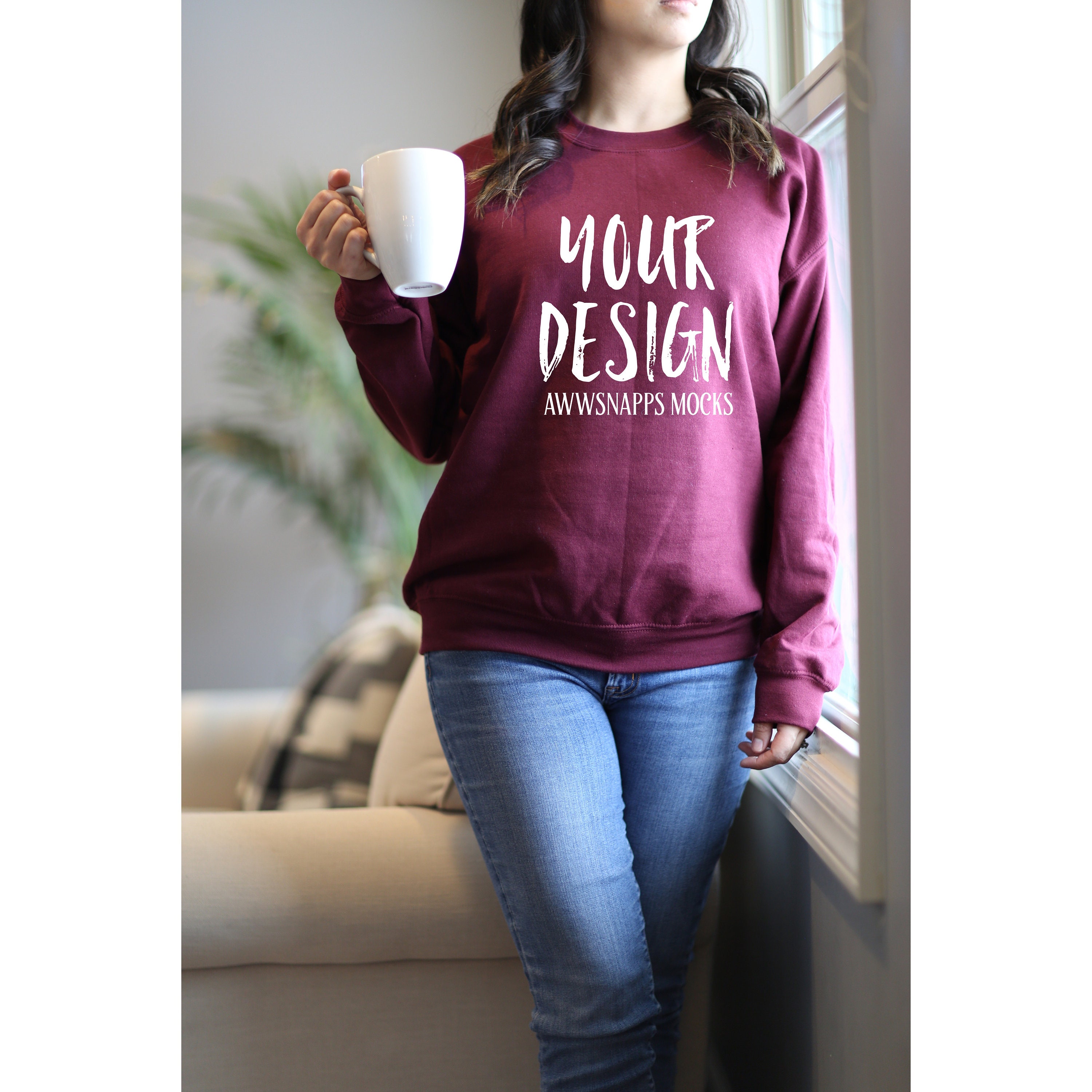 Download Maroon Gildan 18000 Mockup Bundle Gildan 18000 Model ...