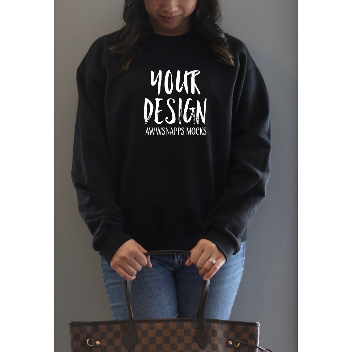 Download Black Gildan 18000 Mockup Bundle Gildan 18000 Model Mockup ...