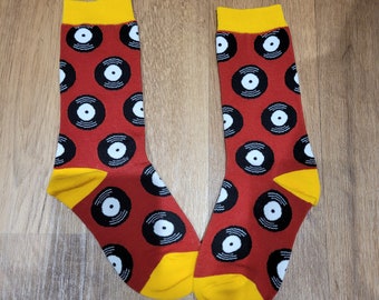 Fun Vinyl Collector Socks Music Fan Record Player Old School Disc Socks