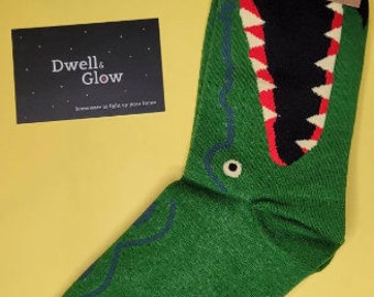 Chaussettes amusantes en forme de crocodile, chaussettes fantaisie Happy feet, cadeau pour les amoureux des animaux, cadeau vétérinaire et safari, chaussettes de skate