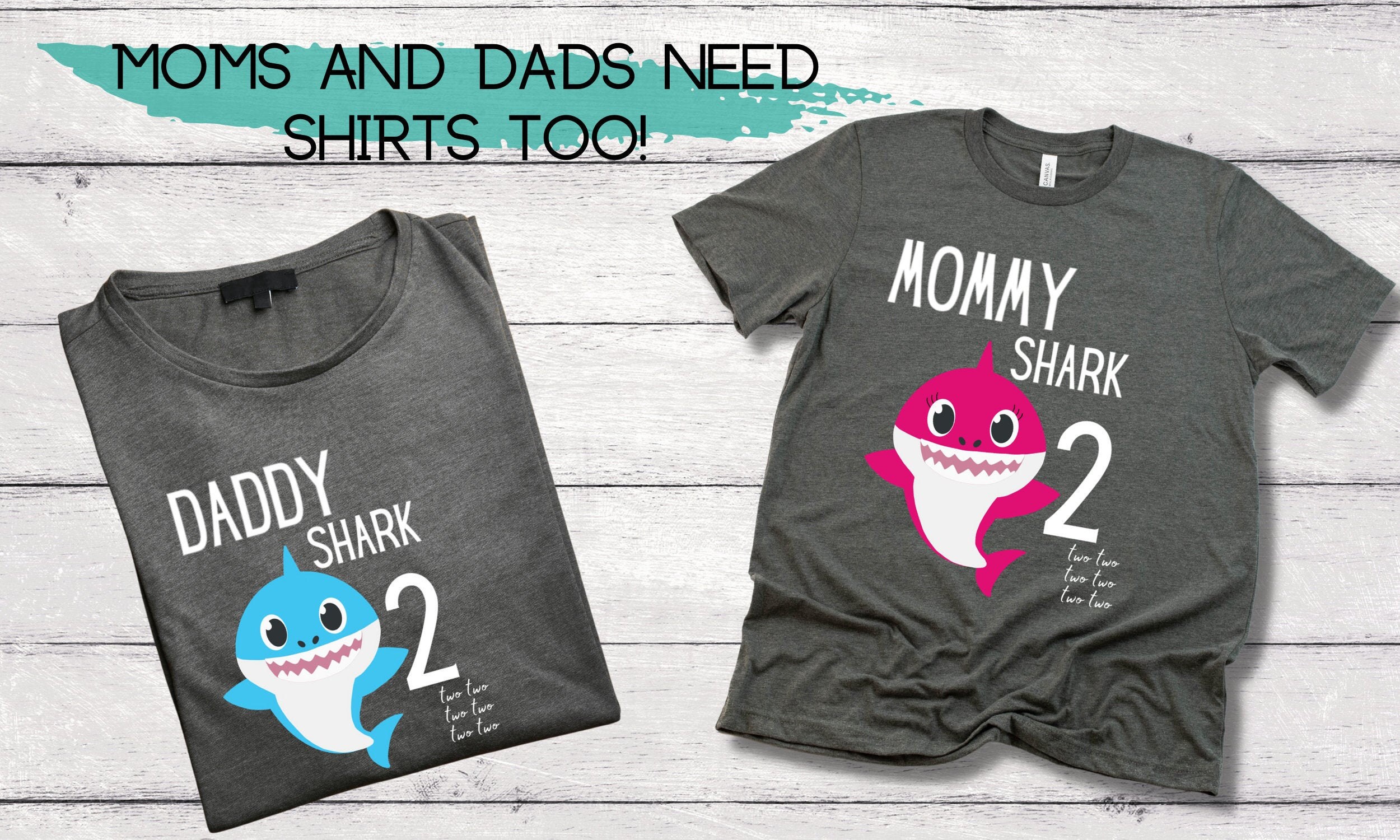 Baby Shark Two Two Two Two Birthday T-shirt | Etsy