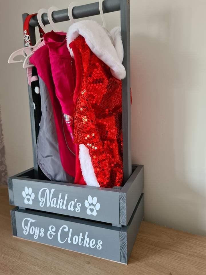 Wooden personalised small dog puppy wardrobe storage clothes Etsy