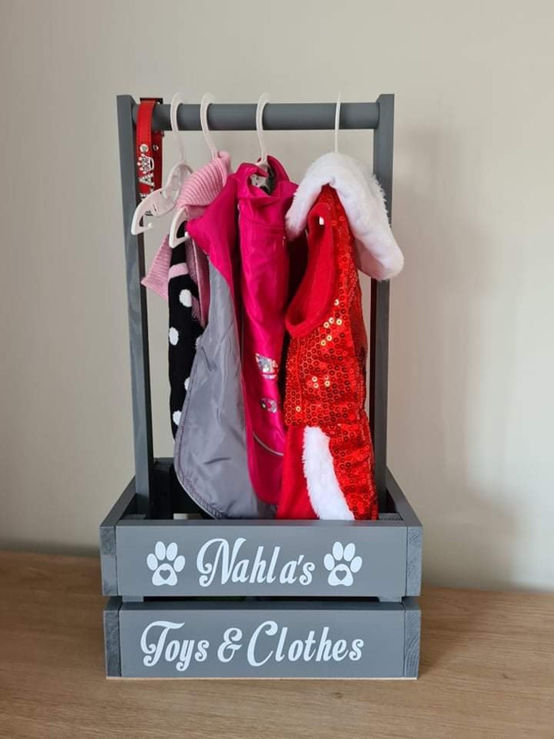 Wooden personalised small dog puppy wardrobe storage clothes Etsy