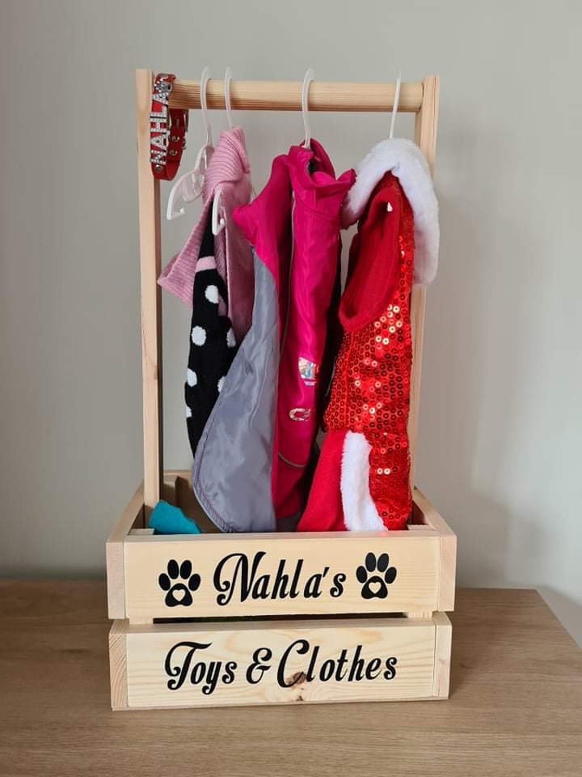 Wooden personalised small dog puppy wardrobe storage clothes Etsy