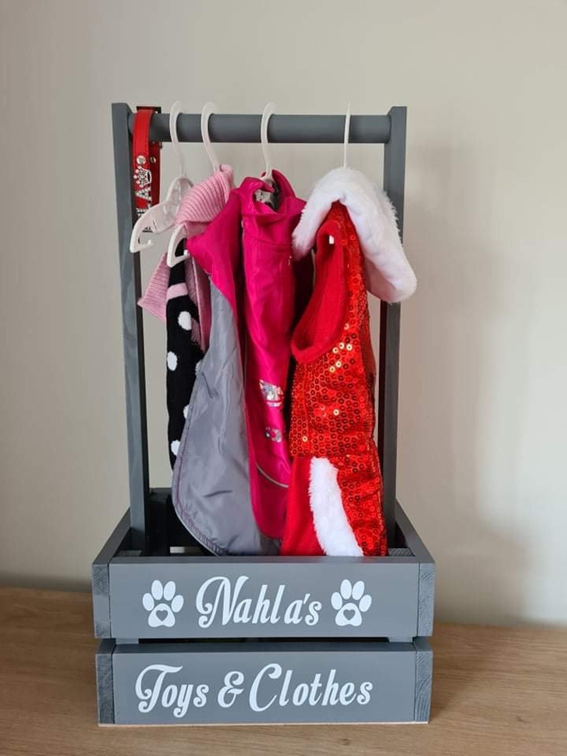 Wooden personalised small dog puppy wardrobe storage clothes Etsy