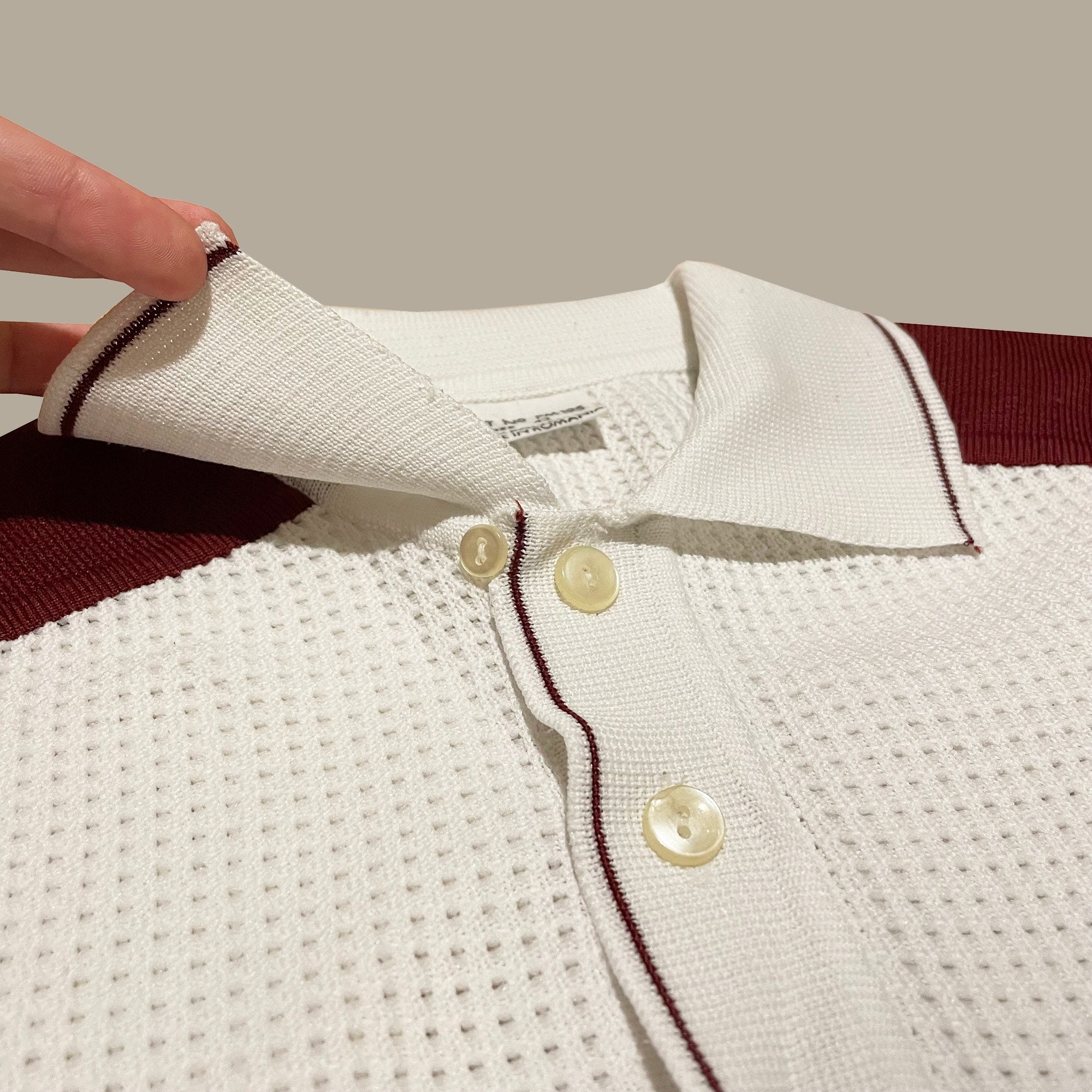 1970s Mesh Knit Knitted Polo Shirt Loop Collar 60s - Etsy