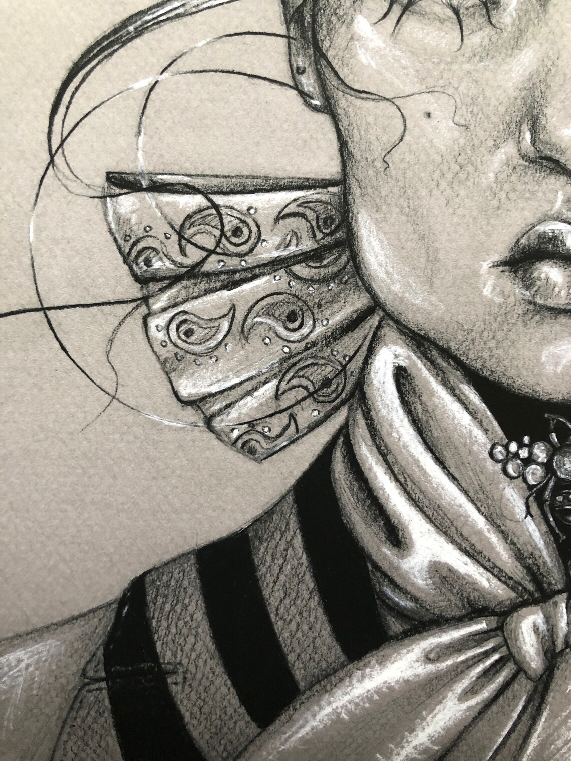 Achromatic fashion illustration portrait fine art Giclée print Etsy