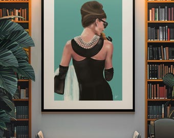 Audrey Hepburn Illustration | wall art print  | Wall Decor | Fashion | Add a touch of Hollywood glamour and high fashion to your home.