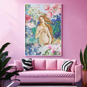 ¡El nacimiento de Venus remasterizado para divertirse! Impresión de arte mural en papel de calidad museística. Captura la esencia de la icónica pintura de Botticelli.
