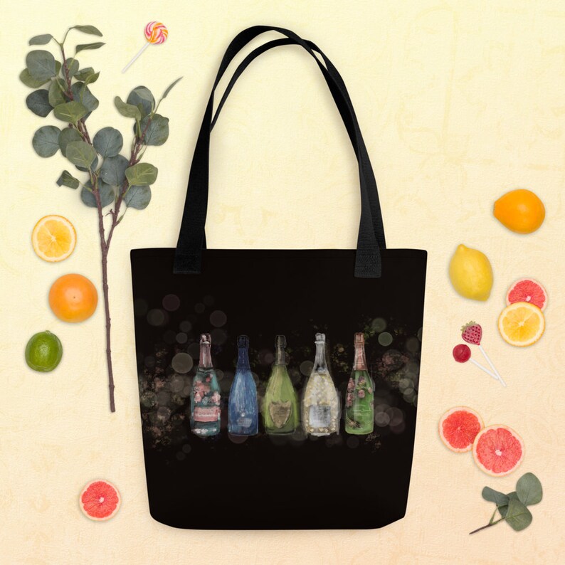 Keep Calm And Drink Champagne Tote Bag – Natural Canvas Reusable Shopping Bag - View #2