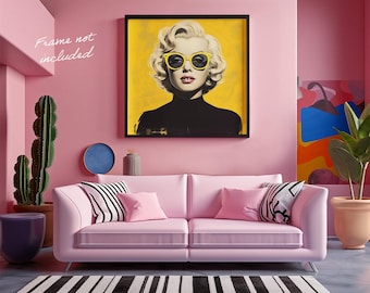 Marilyn Monroe Yellow Pop-Art wall art, Print, Vintage Wall Art, Home Decor, Pop Culture Print, Elevate your walls with this unique print!