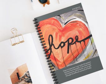 HOPE - Spiral Notebook - Ruled Line - Daily Check-In  | Therapy Journal | Gift for Her  | Writing Poetry   | Aesthetic | Gratitude Journal