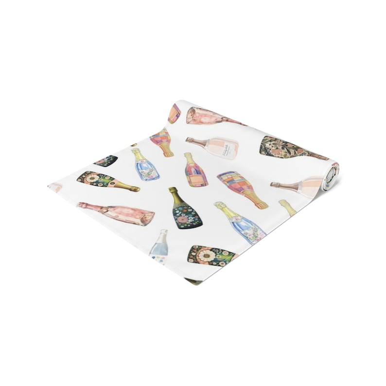 Table Runner Bright Champagne Bottles Celebration, Home Decor, Dining