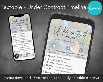 Textable Under Contract Template | Home Buying Selling Timeline Checklist | Realtor Schedule | Customize & Edit in Canva | Digital download