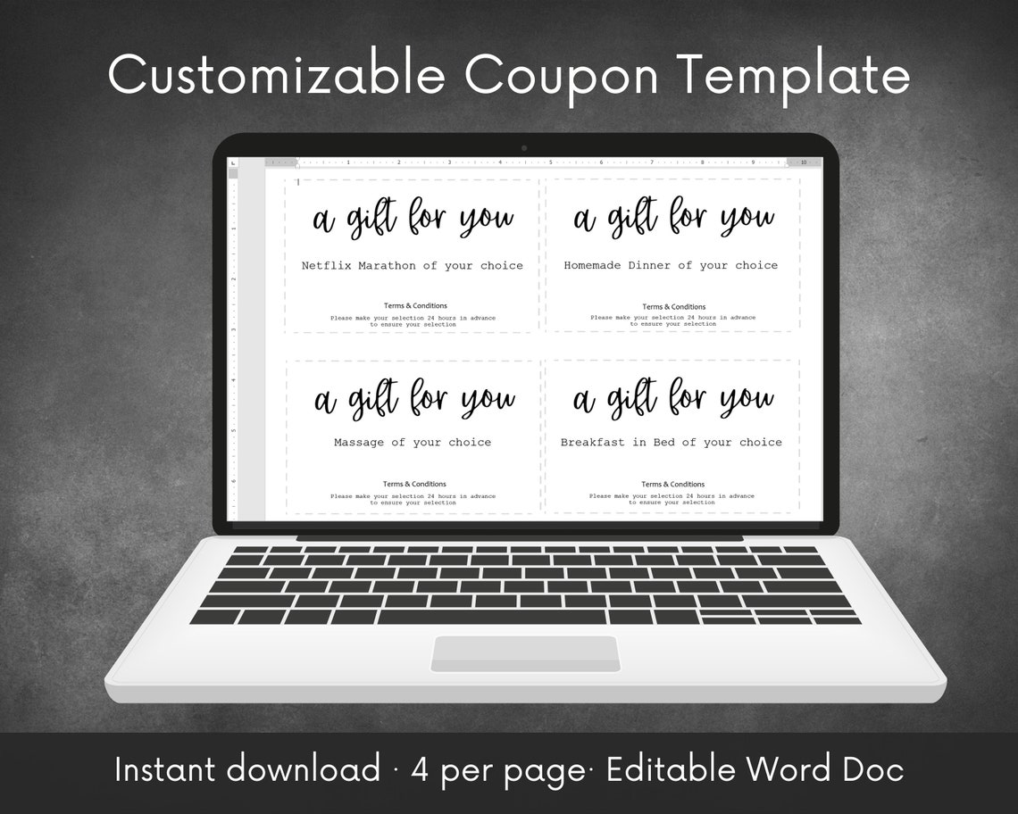 Customizable Coupon Template | Personalize Set of Coupons for a Gift ...