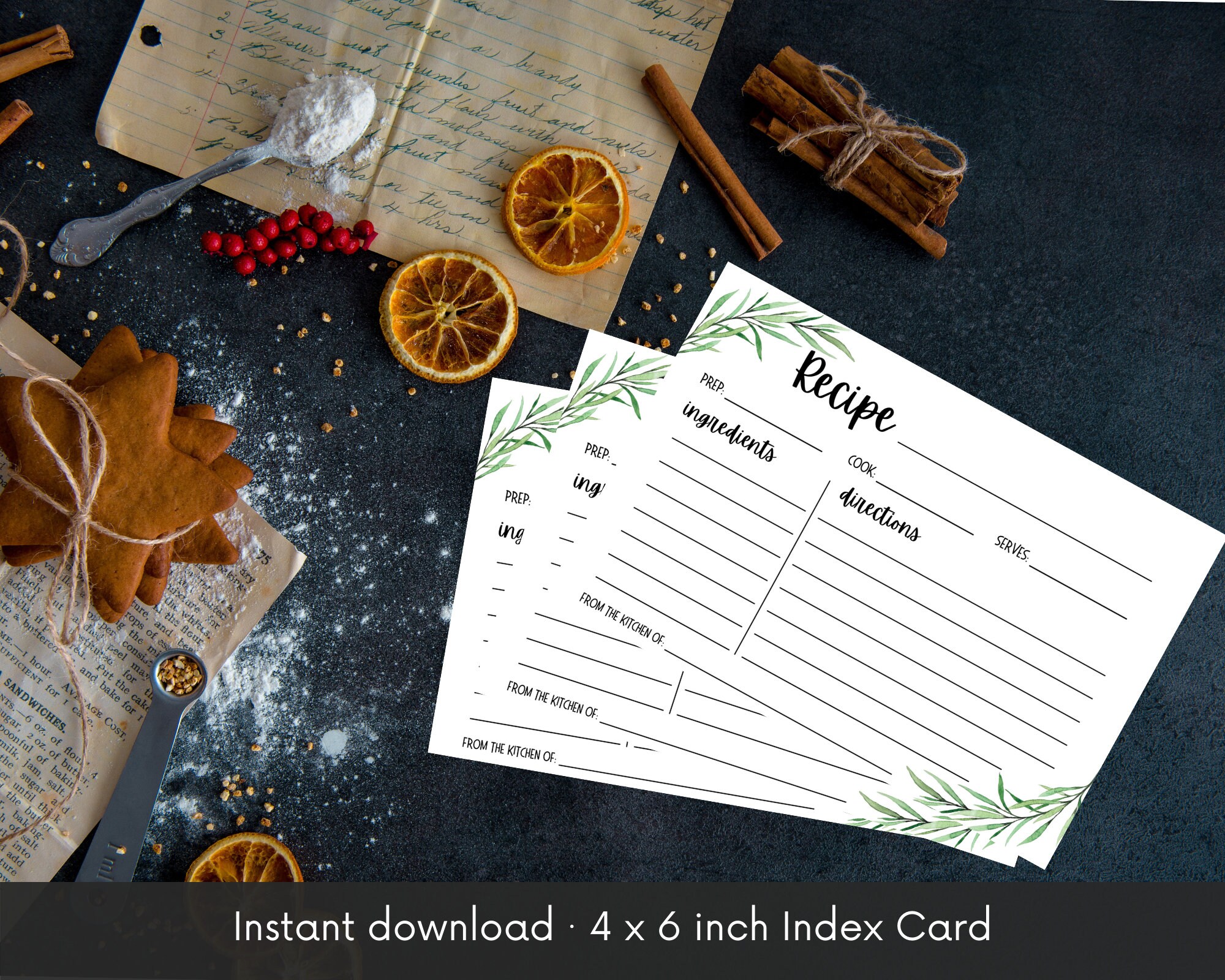 Customizable Recipe Card | Printable Instant Download .PDF | 4 X 6 ...