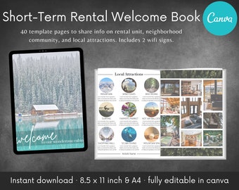 Short-Term Rental Welcome Book Template | Customize & Edit in Canva | House Guide Manual eBook | Airbnb Superhost VRBO Vacation Rental Host