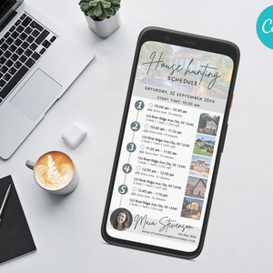 Textable House Hunting Schedule Template Home Buying Timeline Checklist Customize & Edit in Canva Real Estate Digital download image 3