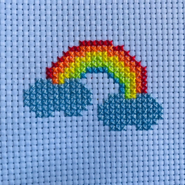 Cute Rainbow cross stitch pattern PDF, Modern cross stitch, Beginner cross stitch pattern, Easy cute pattern for kids