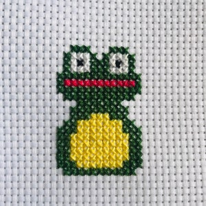 Small Frog cross stitch pattern PDF, Modern cross stitch, Beginner cross stitch pattern, Easy cute pattern for kids