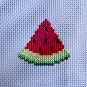 Watermelon cross stitch pattern PDF, Modern cross stitch, Beginner cross stitch pattern, Easy cute pattern for kids