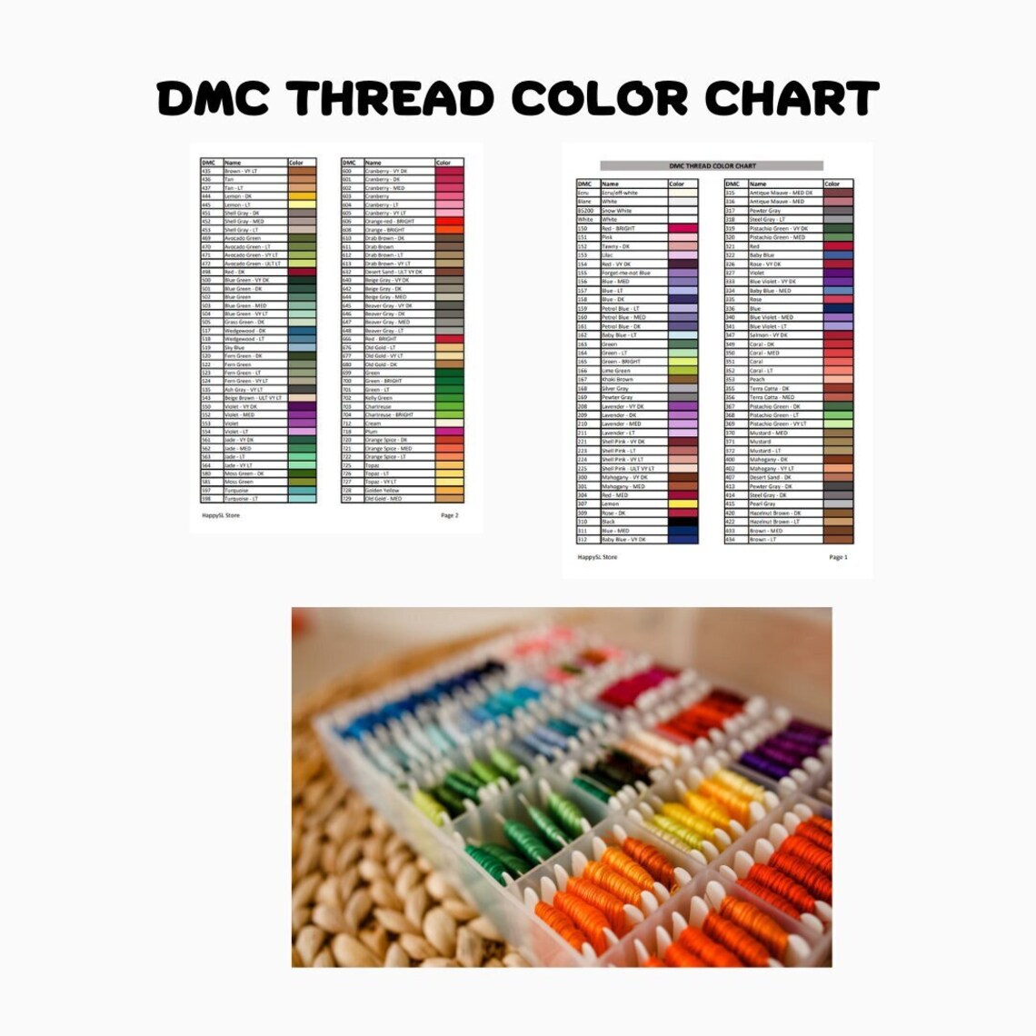 Printable DMC Thread Color Chart Etsy