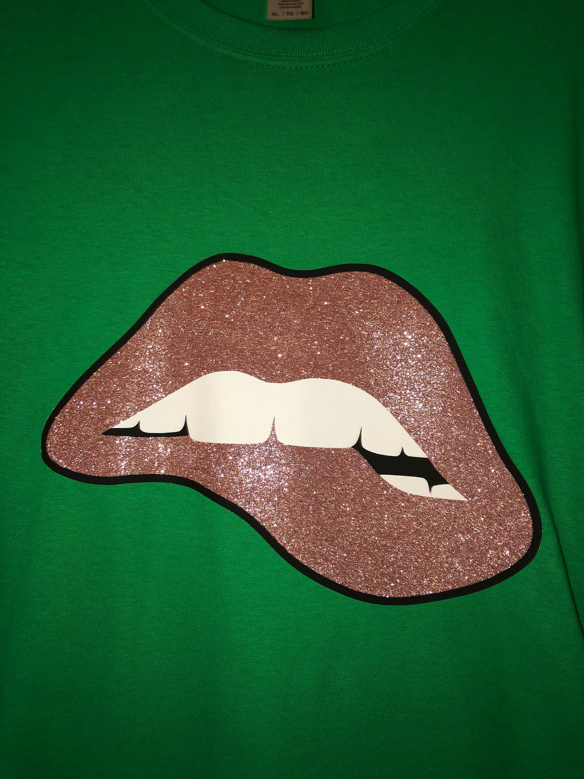 Pink Glitter Lips Tshirt Etsy