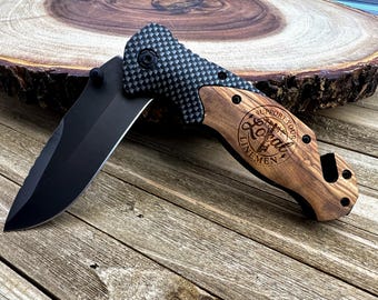 Lineman Engraved Pocket Knife Personalized Gift for Electrician Lineman