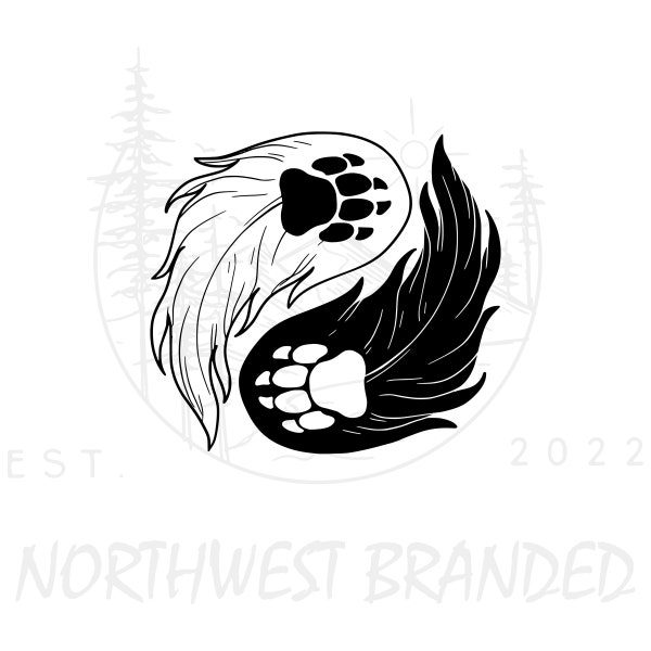 Yin Yang SVG, Wolf Paw SVG, Feathers SVG, Black and White svg, T-shirt designs, Native American Style, coffee mugs svg, Glowforge tested