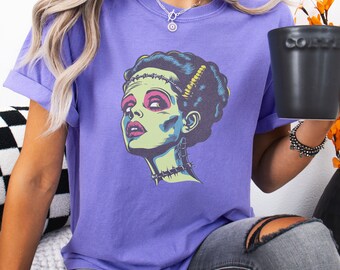 T-shirt unisexe Bride of Frankenstein, t-shirt graphique Halloween vintage pour la saison effrayante