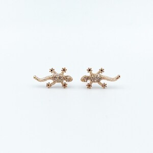 Lizard Stud Earrings, Gecko Stud Earrings, Gecko Lizard Earrings, Animal Stud Earrings, Gold Plated Stud Earrings image 5