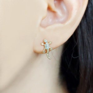 Lizard Stud Earrings, Gecko Stud Earrings, Gecko Lizard Earrings, Animal Stud Earrings, Gold Plated Stud Earrings image 10