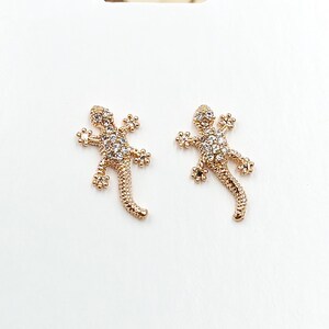 Lizard Stud Earrings, Gecko Stud Earrings, Gecko Lizard Earrings, Animal Stud Earrings, Gold Plated Stud Earrings image 6