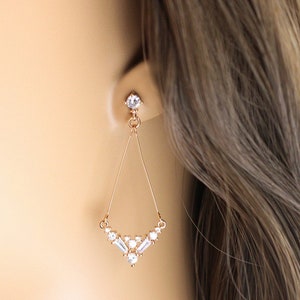 Cluster Drop Earrings, CZ Cluster Earrings, Gold Dangle Earrings, Statement Earrings, Perfect Gift for Her