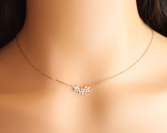Flower Necklace, Dainty Flower Necklace, Cluster Necklace, Flower Girl Necklace, Adjustable Necklace, Perfect Gift for Her