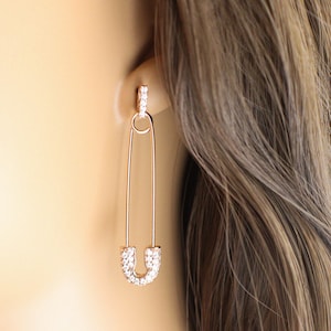 Sicherheitsnadel Ohrringe, Statement Ohrringe, Sicherheitsnadel Rosegold Ohrringe, Sicherheitsnadel Ohrringe, PapierClip Ohrringe, Perfektes Geschenk für Sie