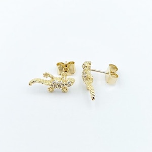 Lizard Stud Earrings, Gecko Stud Earrings, Gecko Lizard Earrings, Animal Stud Earrings, Gold Plated Stud Earrings image 8